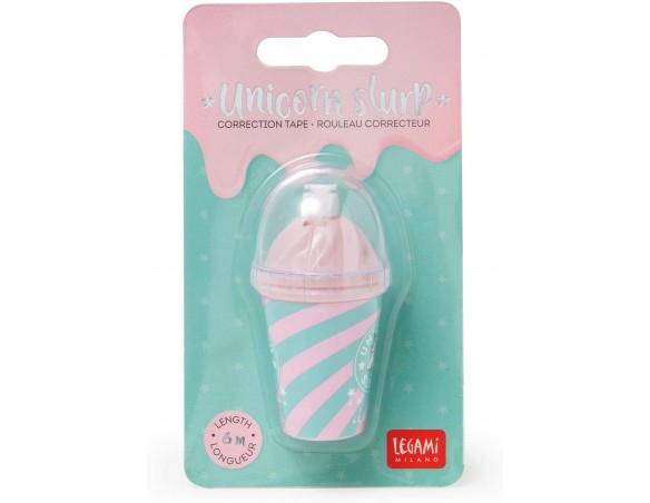 Legami - Correttore a Nastro, Altamente Coprente, Subito Riscrivibile, in Plastica, diametro 3 cm altezza 6,5 cm, Unicorn Slurp