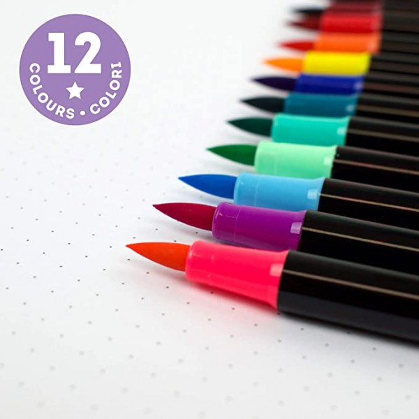 Legami - Set di 12 Pennarelli Brush con Punta...
