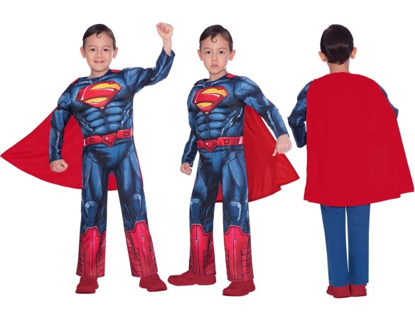 Vestito - Costume ufficiale Warner Bros DC Comics, con licenza Superman classico, per bambini