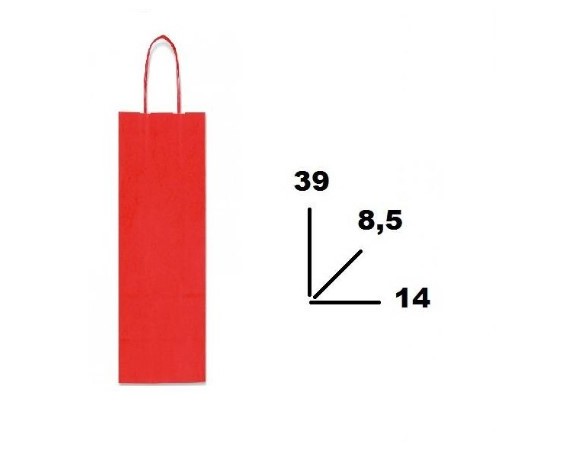 BUSTA SHOPPERS VINO BORSA CARTA COLOR BOTTIGLIA MIS.14+8,5X39CM ROSSO 723