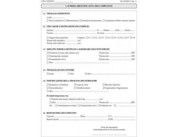 EDIPRO - E2621 - Libretto di impianto per la climatizzazione 48 pagine f.to 29,7x21