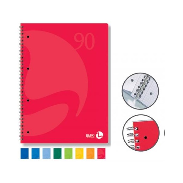 QUADERNO SPIRALATO COLORATI GR.90 1R C/FORI