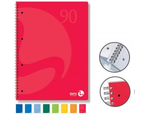 QUADERNO SPIRALATO COLORATI GR.90 1R C/FORI