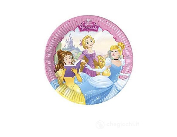 PIATTI PRINCIPESSE PRINCESS 20 CM 8 PZ FESTA FESTIVO COMPLEANNO FEMMINUCCIA