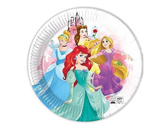 PIATTI PRINCIPESSE PRINCESS 23 CM 8 PZ FESTA FESTIVO COMPLEANNO FEMMINUCCIA