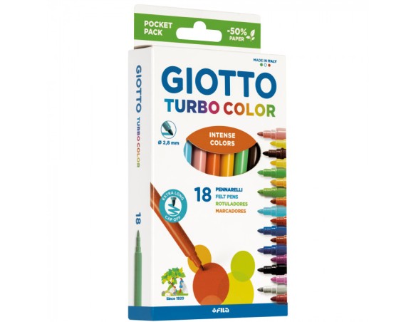 PENNARELLI COLORI SPIRITO GIOTTO TURBO COLOR SCATOLA 18 COLORI FILA