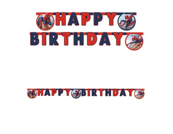 FESTONE COMPLEANNO SPIDERMAN 2MT - ROSSO E BLU ADDOBBO DECORO - FESTA BAMBINI FESTIVO COMPLEANNO