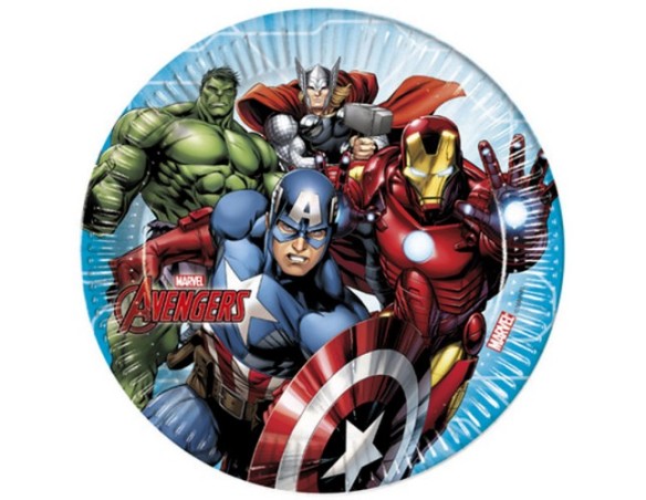 PIATTI AVENGERS 23 CM 8 PZ FESTA FESTIVO COMPLEANNO MASCHIETTO