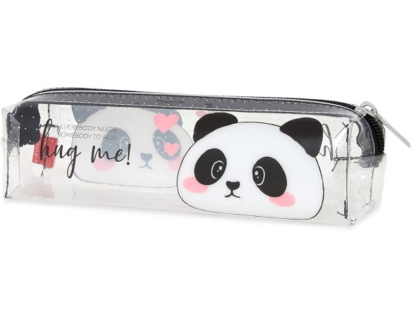 Legami - Pencil Case, Astuccio Trasparente, 19,5x5,5 cm, Panda, Hug Me, Mostra Esattamente Ciò che Contiene, in TCU Trasparente