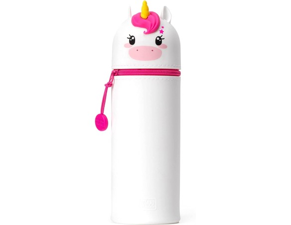 Legami - Astuccio 2 in 1 in morbido Silicone, Kawaii, Portapenne da Tavolo, Chiusura con Cerniera, Ø 6,3 cm, Tema Unicorno
