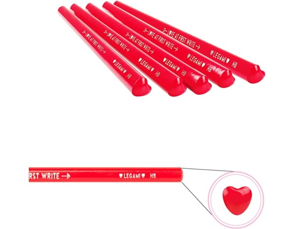 Legami - Matita a Forma di Cuore, Love at First Write, diametro 0,7 cm, Mina HB, Frase Stampata in Foglia d'Oro