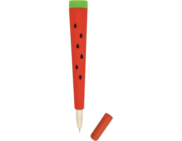 Legami - Penna Gel, Watermelon Pen, 2x14,8 cm, Inchiostro Nero, Punta da 0,5 mm anguria