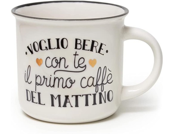 Legami CUP0039, Cup Puccino, Tazza in Porcellana New Bone China, Tema Primo Caffè, Buongiorno Collection, Capacità 350 ml, Lava