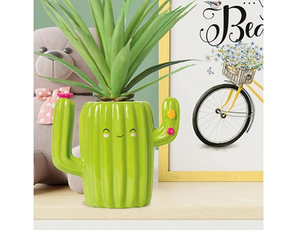 Legami - Portapenne in Ceramica, Desk Friends, 12,5 x 7,5 cm, Tema Cactus, da Scrivania, Dipinti a Mano