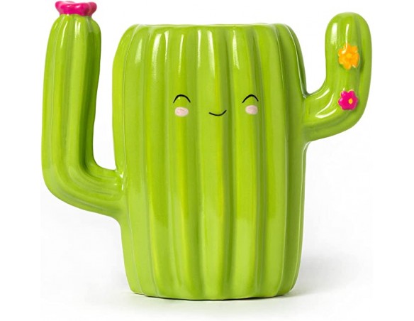 Legami - Portapenne in Ceramica, Desk Friends, 12,5 x 7,5 cm, Tema Cactus, da Scrivania, Dipinti a Mano