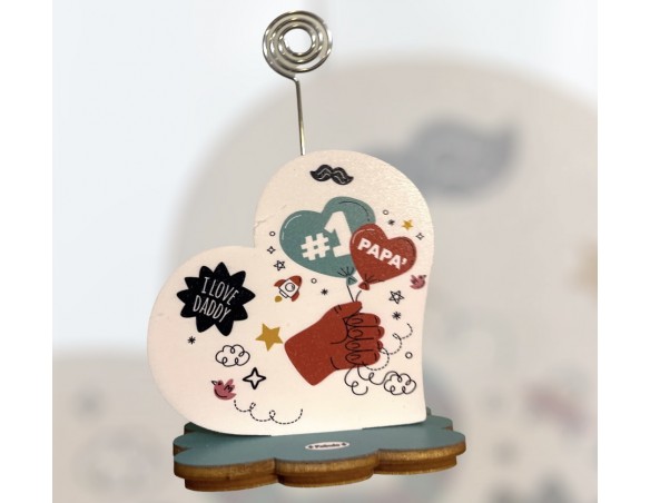 Portafoto con supporto fiore cuore spirale papà 8x8x5 ( ideale per festa del papà )