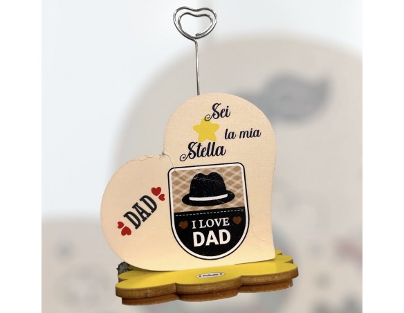 Portafoto con supporto fiore cuore spirale papà 8x8x5 ( ideale per festa del papà )
