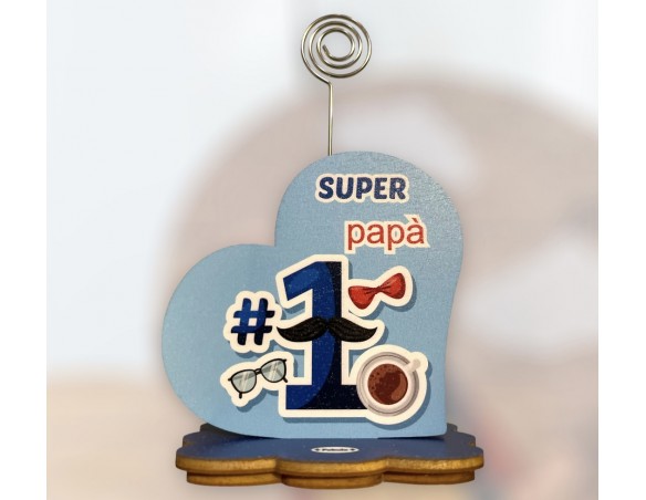 Portafoto con supporto fiore cuore spirale papà 8x8x5 ( ideale per festa del papà )
