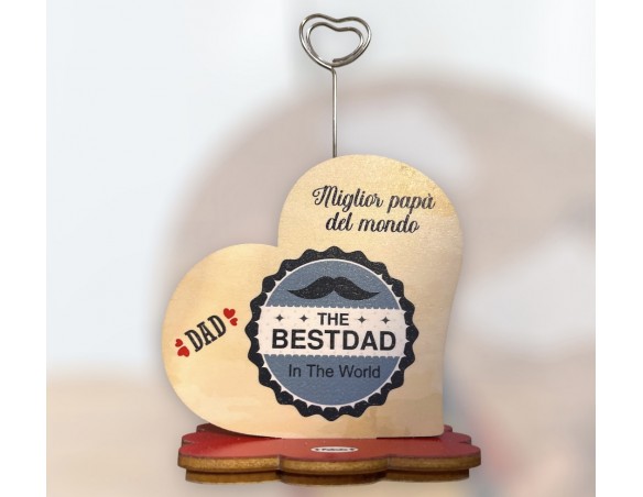 Portafoto con supporto fiore cuore spirale papà 8x8x5 ( ideale per festa del papà )