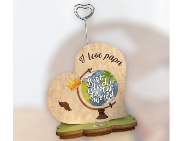 Portafoto con supporto fiore cuore spirale papà 8x8x5 ( ideale per festa del papà )