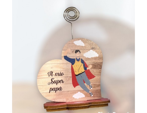 Portafoto con supporto fiore cuore spirale papà 8x8x5 ( ideale per festa del papà )