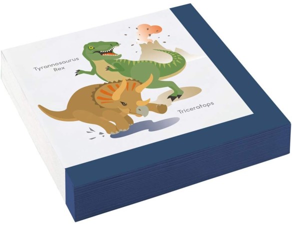 20 tovaglioli Dinosauri Felici per Feste di Compleanno per Bambini e Feste a Tema, T-Rex Triceratops Dino Dinosaurier, Tempo de