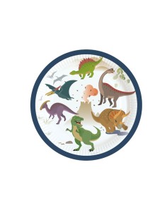 Piattini piatti festa Dinosauri 8 pz.18 cm