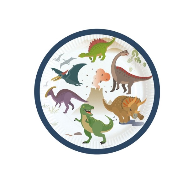 Piattini piatti festa Dinosauri 8 pz.18 cm