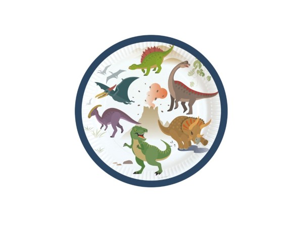 Piattini piatti festa Dinosauri 8 pz.18 cm