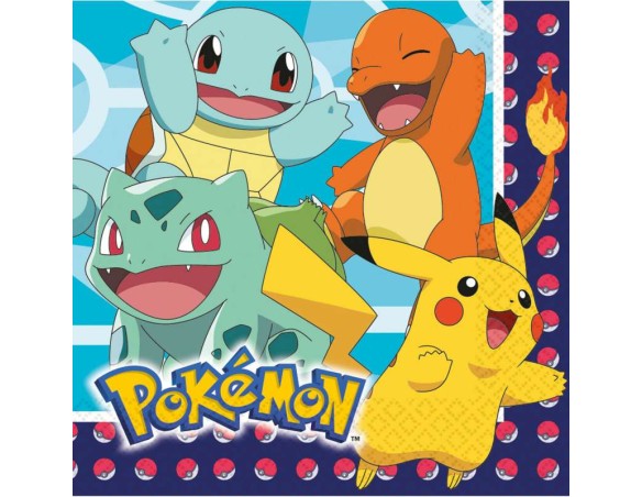 Tovagliolo Tovaglioli 33cmx33cm Pokémon Pokemon 16pz