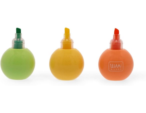 Legami - Evidenziatore 3 in 1, Colori Pastello, Verde, Giallo, Arancione, Asciugatura rapida, Tema Avocado