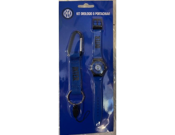 KIT OROLOGIO DA POLSO E PORTACHIAVI CON MOSCHETTONE INTER - nuovo logo