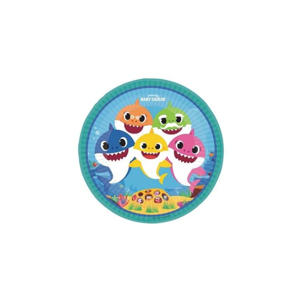 Piatti carta 23cm Baby Squalo "Baby Shark" 8pz