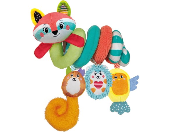 Clementoni- Soft Happy Animals-Spirale, Giocattolo Morbido da Appendere, Gioco Passeggino Neonato, Bambini 0-36 mesi-100% Lavab