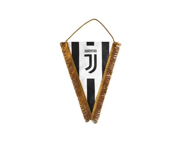 GAGLIARDETTO TRIANGOLARE GRANDE 25X35 CM RIGHE E LOGO UFFICIALE JUVENTUS