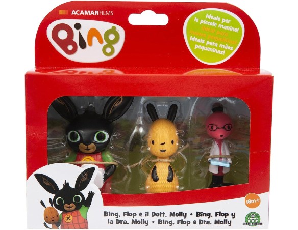 Giochi Preziosi Bing Set 3 Mini Personaggi, Bing, Flop e Dottor Molly, dai Colori Luminosi e Dalle Giuste Dimensioni per le Man