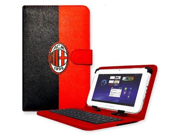 Custodia per Tablet 7" Pollici con Tastiera Micro Usb, rosso-nera "Milan"