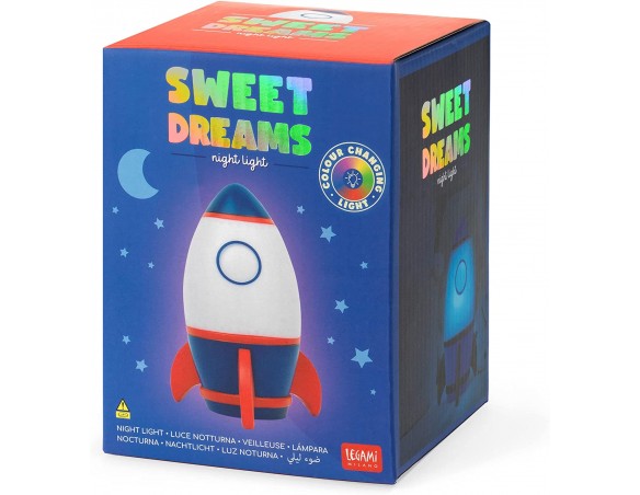Legami - Luce notturna per Bambini, 4 Colori, Batterie incluse, 20 Ore di Autonomia, 9,7x14 cm, Tema Space spazio