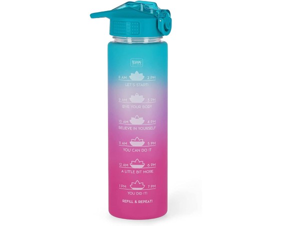 Legami - Borraccia motivazionale, Leggera, Resistente agli urti, Chiusura ermetica, priva di BPA, con Cannuccia, 1 L