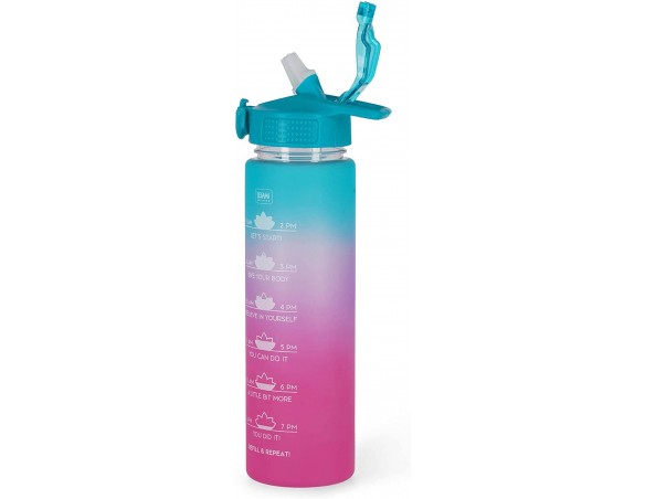 Legami - Borraccia motivazionale, Leggera, Resistente agli urti, Chiusura ermetica, priva di BPA, con Cannuccia, 1 L