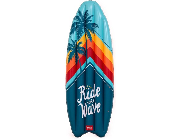 Legami- Good Vibes Materassino Gonfiabile a Forma da Tavola, 70x173 cm, in PVC, Tema Surf, Peso Max 90 kg, a 2 Camere d'Aria, p