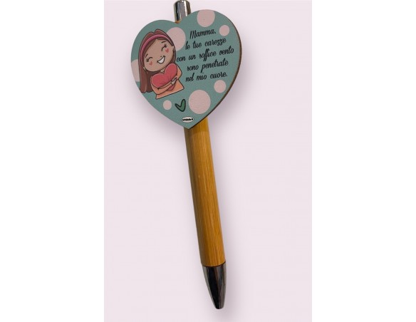 PENNA IN LEGNO CON APPLICATIVO mamma ( ideale per la festa della mamma)
