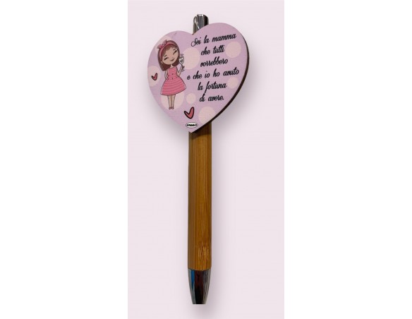 PENNA IN LEGNO CON APPLICATIVO mamma ( ideale per la festa della mamma)
