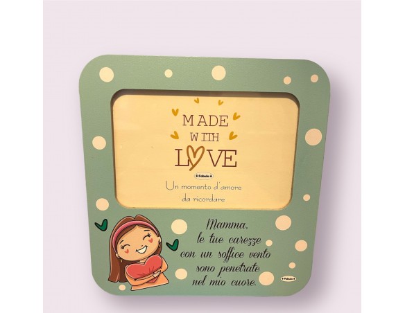 Festa della Mamma | PORTAFOTO CORNICE DECENTRATA IN LEGNO MAMMA ORIZZONTALE - 10 X 15 ( Ideale per la festa della mamma)