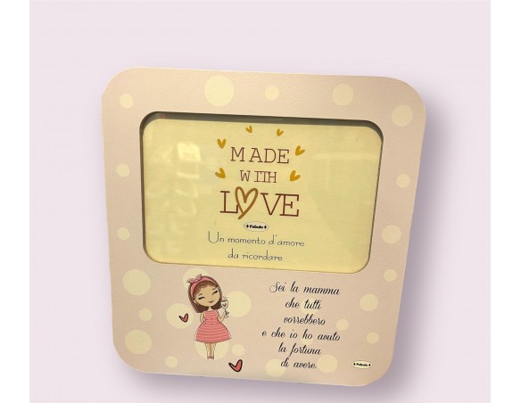 Festa della Mamma | PORTAFOTO CORNICE DECENTRATA IN LEGNO MAMMA ORIZZONTALE - 10 X 15 ( Ideale per la festa della mamma)