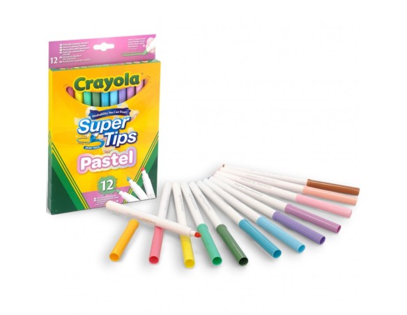 PENNARELLI SUPERPUNTA SUPERLAVABILI PASTELLO SCATOLA 12 COLORI CRAYOLA
