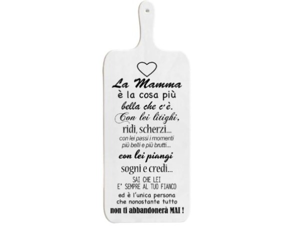 Festa della mamma | Tagliere light white 15x37cm cuore di mamma festa della mamma