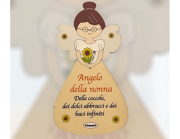 Magnete Angelo calamita Della nonna In Legno Naturale 8 CM festa dei nonni