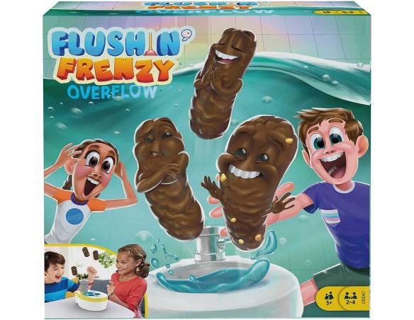 Mattel Games - Acchiappa la Cacca Turbo, gioco per bambini con water giocattolo, 3 pezzi di cacca, 1 dado e istruzioni-, Giocat