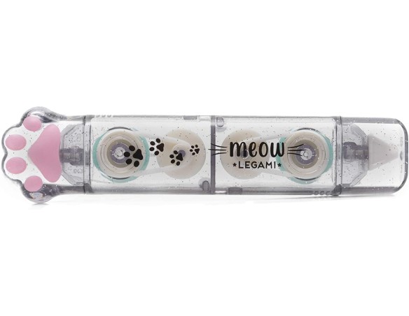 Legami - Colla a Nastro, Meow, 2x10 cm, Nastro Adesivo con Struttura a Nido d'Ape Lungo 3 metri per Lato, a Forma di Zampa